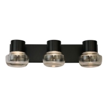 Elgo 204452A - 3 LT Integrated LED Bath/Vanity light w/ Black Finish & Clear Glass Shades