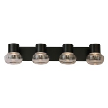 Elgo 204454A - 4 LT Integrated LED Bath/Vanity light w/ Black Finish & Clear Glass Shades