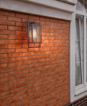 Elgo 204548A - 1 LT Outdoor Wall Light w/ Rust Color Finish & Clear Glass Shade