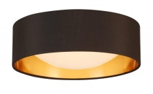 Elgo 204717A - Integrated LED 12" Ceiling Light w/ Black & Gold Fabric Shade & White Acrylic Diffuser