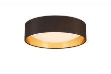 Elgo 204721A - Integrated LED 16" Ceiling Light w/ Black & Gold Fabric Shade w/ White Acrylic Diffuser