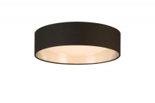 Elgo 204722A - Integrated LED 16" Ceiling Light w/ Black & Brushed Nickel Fabric Shade w/ White Acrylic Diffuse