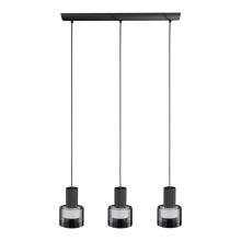 Elgo 204822A - 3 LT Linear Pendant w/ Black Finish & White Interior & Clear Outer Glass Shade