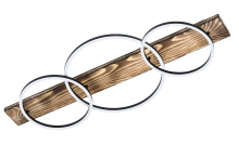 Elgo 204922A - 3 LT Integrated LED Pendant w/ Black & Brushed Pine Wood Finish & Black Shades