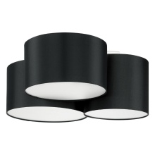 Elgo 205186A - 3 LT Ceiling Light w/ Black Fnish & Black & White Fabric Shades