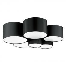 Elgo 205187A - 6 LT Ceiling Light w/ Black Finish & Black w/ White Interior Shades