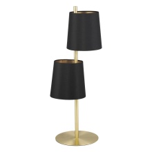 Elgo 205301A - 2 LT Table Lamp, Brushed Brass Finish & Black w/ Gold Interior Shades