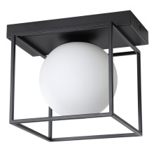 Elgo 205618A - 1 LT Ceiling or Wall Light w/ Matte Black Finish & White Sphere Glass