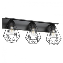 Elgo 205621A - 3 LT Bath/Vanity Light w/ Matte Black Finish & Open Frame Geometric Shades
