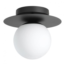 Elgo 205631A - 1 LT Ceiling Light w/ Structured Black Finish & White Glass Shade