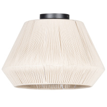 Elgo 205757A - 1 LT Ceiling Light w/ Cream Textile Thread Shade & Wood Canopy