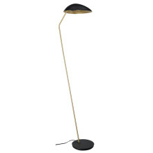 Elgo 205766A - 1 LT Floor Lamp Black Finish w/ Brushed Brass Accents & Black Metal Shade