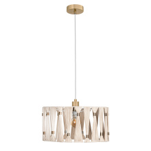Elgo 205817A - 1 LT Pendant Brushed Brass Finish,  Beige Shade w/ Brushed Brass Accents