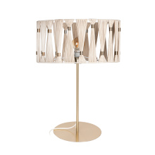 Elgo 205819A - 1 LT Table Lamp Brushed Brass Finish, Beige Shade w/ Brushed Brass Accents