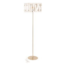 Elgo 205821A - 1 LT Floor Lamp Brushed Brass Finish, Beige Shade w/ Brushed Brass Accents