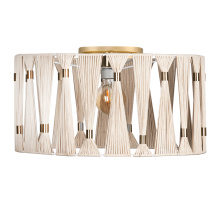 Elgo 205822A - 1 LT Ceiling Light Brushed Brass Finish, Beige Shade w/ Brushed Brass Accents