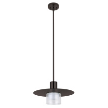 Elgo 205845A - 1 LT Pendant w/ Black a Finish, Matte Nickel Disc & White Interior & Clear Outer Glass