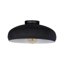 Elgo 206012A - 1 LT Metal Dome Ceiling Light Black w/ White Interior Finish