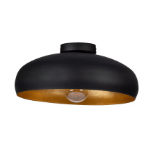 Elgo 206014A - 1 LT Metal Dome Ceiling Light Black w/ Gold Leaf Interior