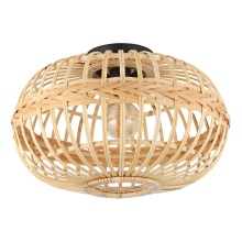 Elgo 206083A - 1 LT Ceiling Light w/ Black Finish and Natural Wood Shade