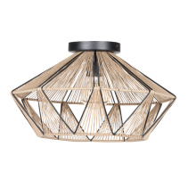 Elgo 206108A - 1 LT Dual Mount Ceiling or Pendant Black Finish & Natural Fabric Shade