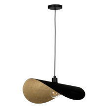 Elgo 206408A - 1 LT Dual Mount Ceiling or Pendant w/ Black Finish & Black & Gold Leaf Shade