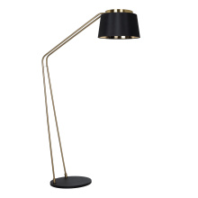 Elgo 206619A - 1 LT Floor Lamp w/ Brushed Gold & Black Finish & Black w/ Brass Interior Fabric Shade