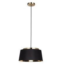 Elgo 206803A - 3 LT Pendant w/ Black Finish & Black w/ Brushed Brass Interior Fabric Shade