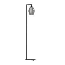 Elgo 390256A - 1 LT Floor Lamp w/ Black Finish & Chrome Smoked Glass Shade