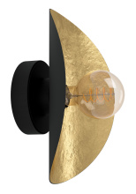 Elgo 390394A - 1 LT Wall Light w/ Black Finish & Black Exterior w/ Gold Leaf Interior Shade