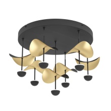 Elgo 390411A - 7 LT Integrated LED Ceiling Light w/ Black Finish & Gold Leaf Shades