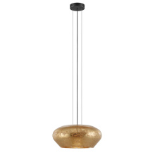 Elgo 39595A - 3 LT Pendant w/ Black Finish & Gold Leaf Glass Shade