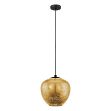 Elgo 39597A - 1 LT Pendant w/ Black Finish & Gold Leaf Glass Shade