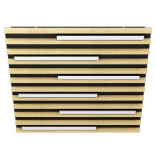 Elgo 39898A - LED Square Ceiling Light w/ Black Metal Body & Oak Veneer Elements