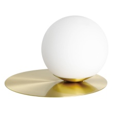 Elgo 39954A - 1 LT Table Lamp w/ Brushed Brass Finish & White Opal Glass Shade