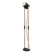Elgo 43048A - 1 LT Floor Lamp w/ Black & Wood Finish & Black w/ White Shade