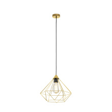Elgo 43679A - 1 LT Open Frame Geometric Pendant w/ Brushed Brass Finish & Black Acccents
