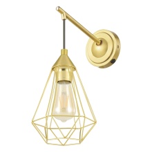 Elgo 43684A - 1 LT Open Frame Geometric Wall Light w/ Brushed Brass Finish & Black Accents