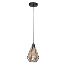 Elgo 43776A - 1 LT Mini Pendant w/ Black Finish & Natural Fabric Shade