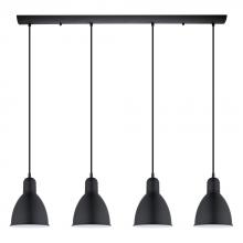 Elgo 49466A - 4 LT Linear Pendant w/ Black Finish & Black w/ White Shades