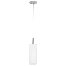 Elgo 85977A - 1 LT Mini Pendant w/ Matte Nickel Finish & White Frosted Cylinder Glass Shade