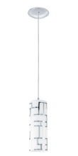Elgo 92562A - 1 LT Mini Pendant w/ a Chrome Finish & White Décor Glass Shade