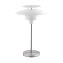 Elgo 98109A - 1 LT Table Lamp w/ Satin Nickel Finish & White Shade