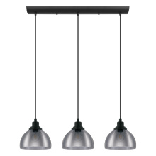 Elgo 98384A - 3 LT Linear Pendant w/ Black Finish & Metallic Smoked Glass Shades