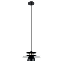 Elgo 98735A - 1 LT Pendant w/ Black Finish & Black w/ White Interior Metal Shade