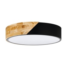 Elgo 99388A - 2 LT Ceiling Light w/ Black Fabric & Wood Finish & White Plastic Diffuser