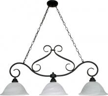  60/382 - Castillo - 3 Light Island Pendant with Alabaster Swirl Glass - Textured Flat Black Finish